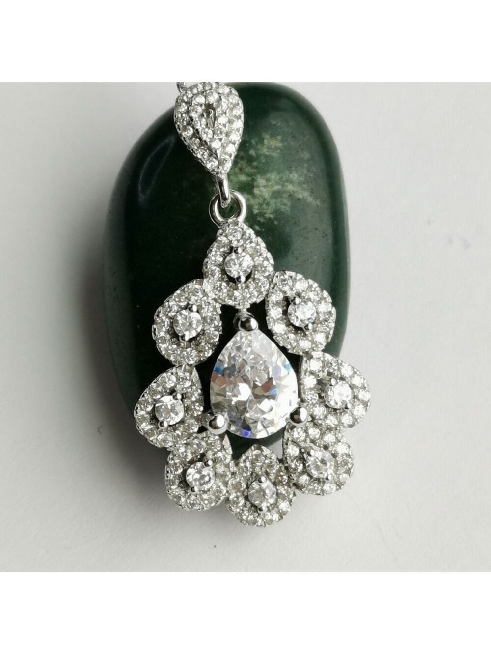 Sterling silver cz Victorian revival pendant necklace 🆕